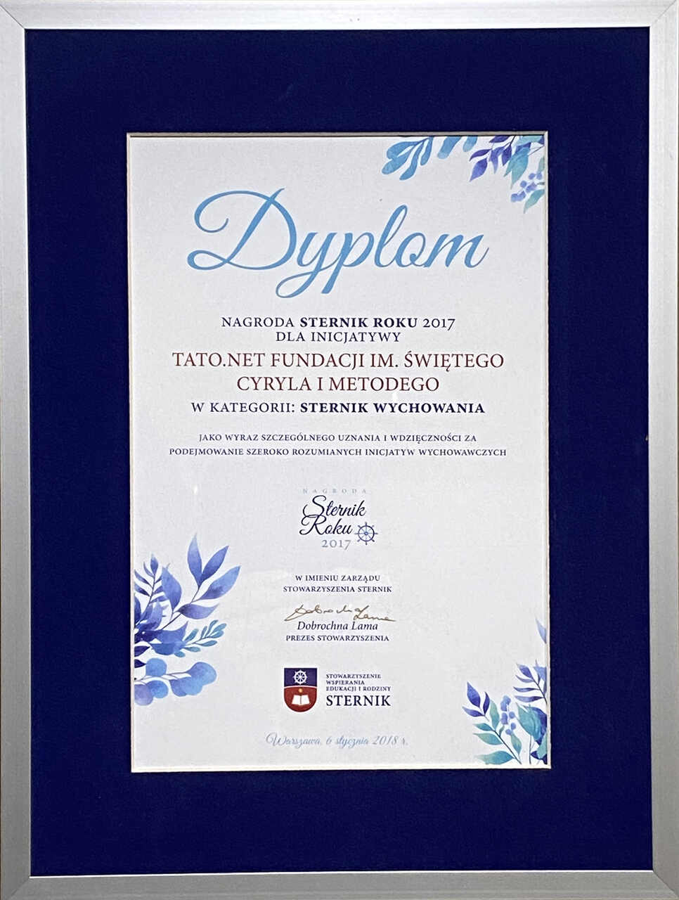 Nagroda „Sternik Roku 2017” dla inicjatywy Tato.net (Fundacji im. św. Cyryla i Metodego). Wyróżnienie w kategorii Sternik Wychowania, przyznane przez Stowarzyszenie Wspierania Edukacji i Rodziny STERNIK w Warszawie (styczeń 2018 r.) jako wyraz uznania za podejmowanie cennych inicjatyw wychowawczych.